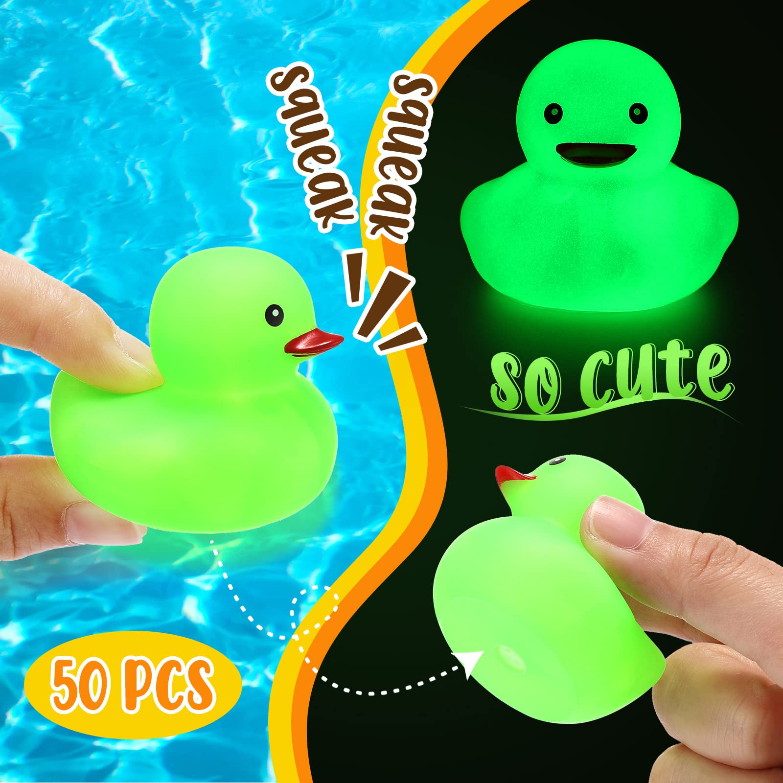 Amazon.com: Tradder 50 Pcs 2 Inch Glow in The Dark Rubber Ducks