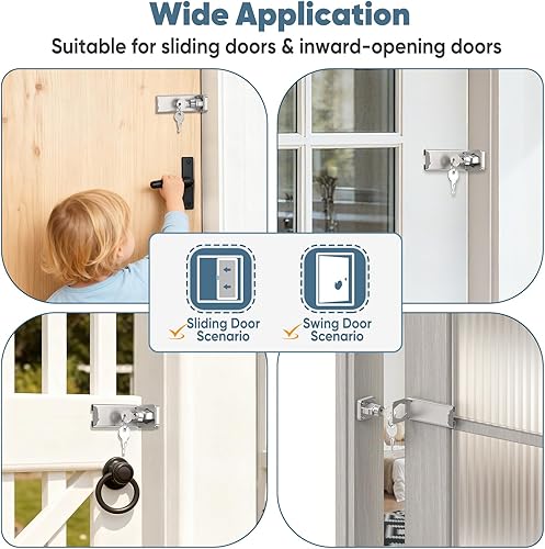 Miniatura 7 de Cerraduras de puerta de ángulo recto de 90 grados, pestillo deslizante grueso de 3.3 pulgadas para apertura hacia adentro, armario, cobertizopuerta