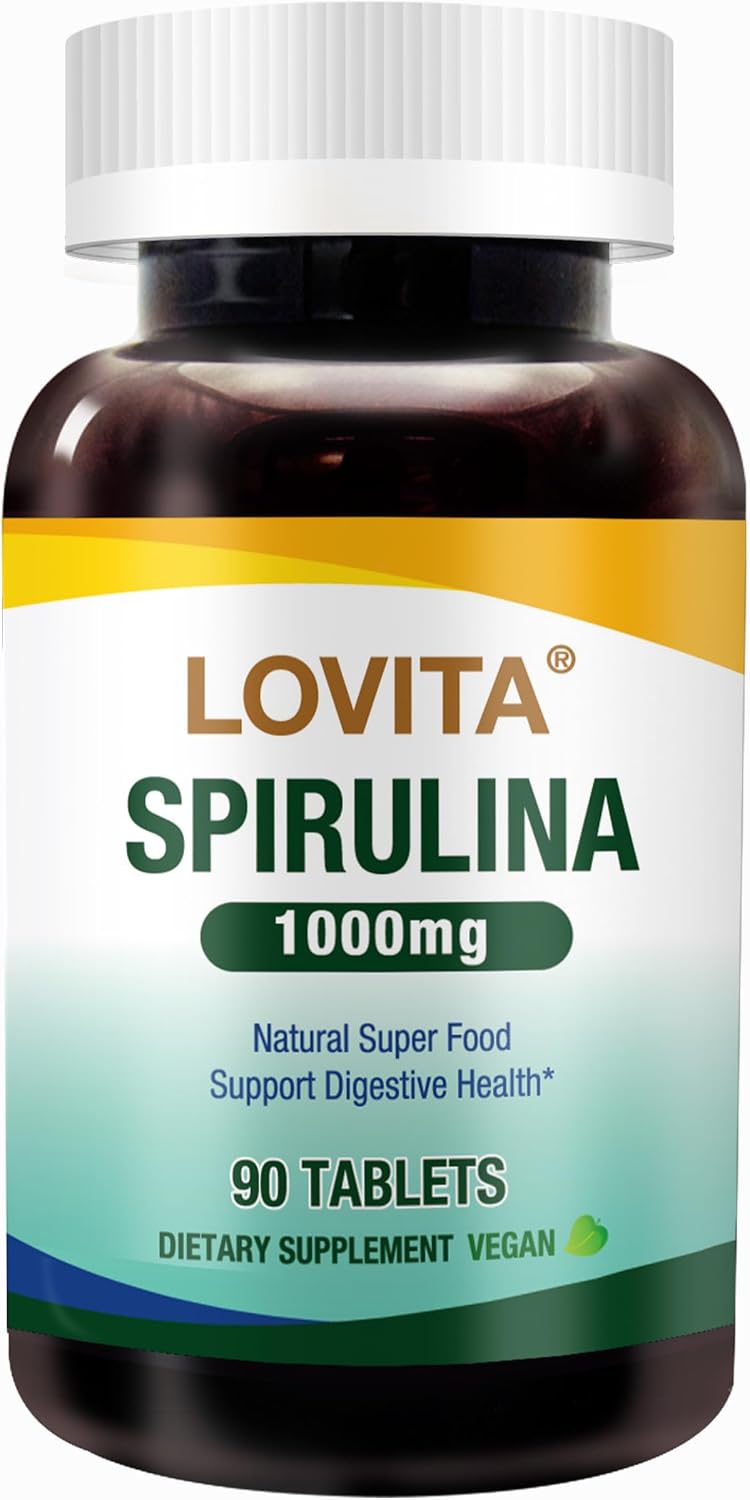 LOVITA Spirulina 1000mg Tablets | Blue‑Green Algae Supplement, 90 Tablets