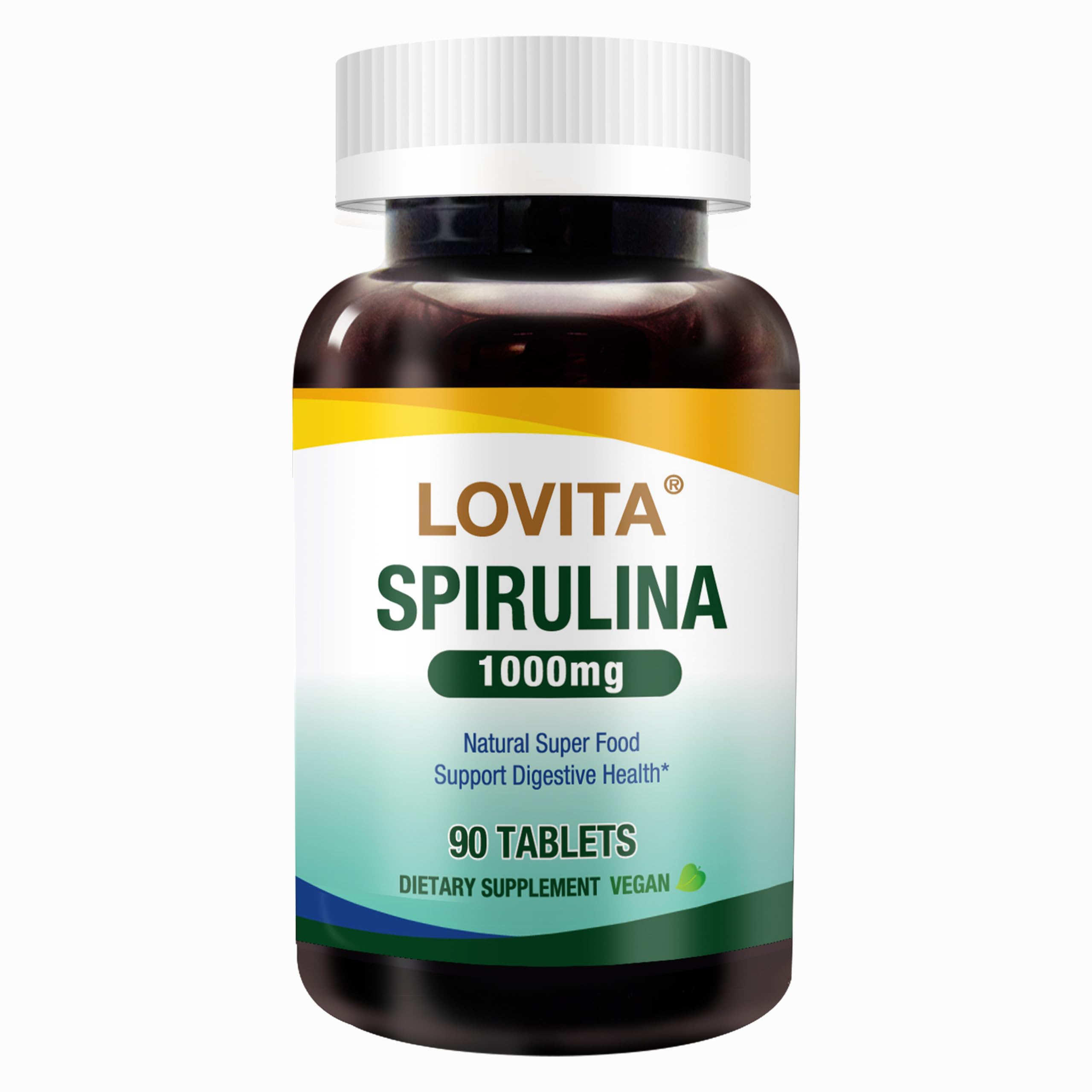 LOVITA Spirulina 1000mg Tablets | Blue‑Green Algae Supplement, 90 Tablets