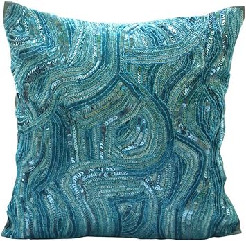 The HomeCentric Federa Per Cuscino 40x40 Cm In Seta Artigianale – Blu Reale, Cuscino Quadrato Con Cerniera Per Divano E Arredamento