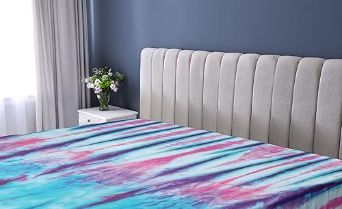 Miniatura 2 de Ambesonne Sábana bajera étnica, primer plano de degradado vertical, efecto de teñido anudado hippie Alter Life, impresión artística retro, ropa de