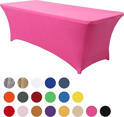 Miniatura 346 de Obstal Funda de mesa de elastano elástica de 4 pies para mesas plegables estándar, paquete de 2 manteles rectangulares universales ajustables
