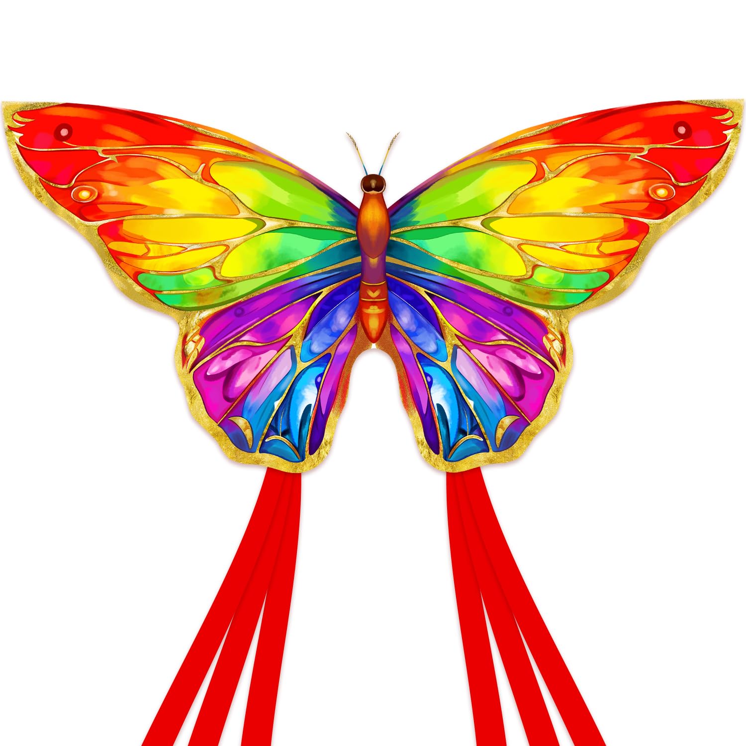HONBO Butterfly Kites for Kids & Adults, Large Beginner Kite for Kids,Easy to Fly for Beginners, Each Kite with 300ft Line Handle,Beach Kites for Outdoor Activities & Family Trip (Rainbow)
