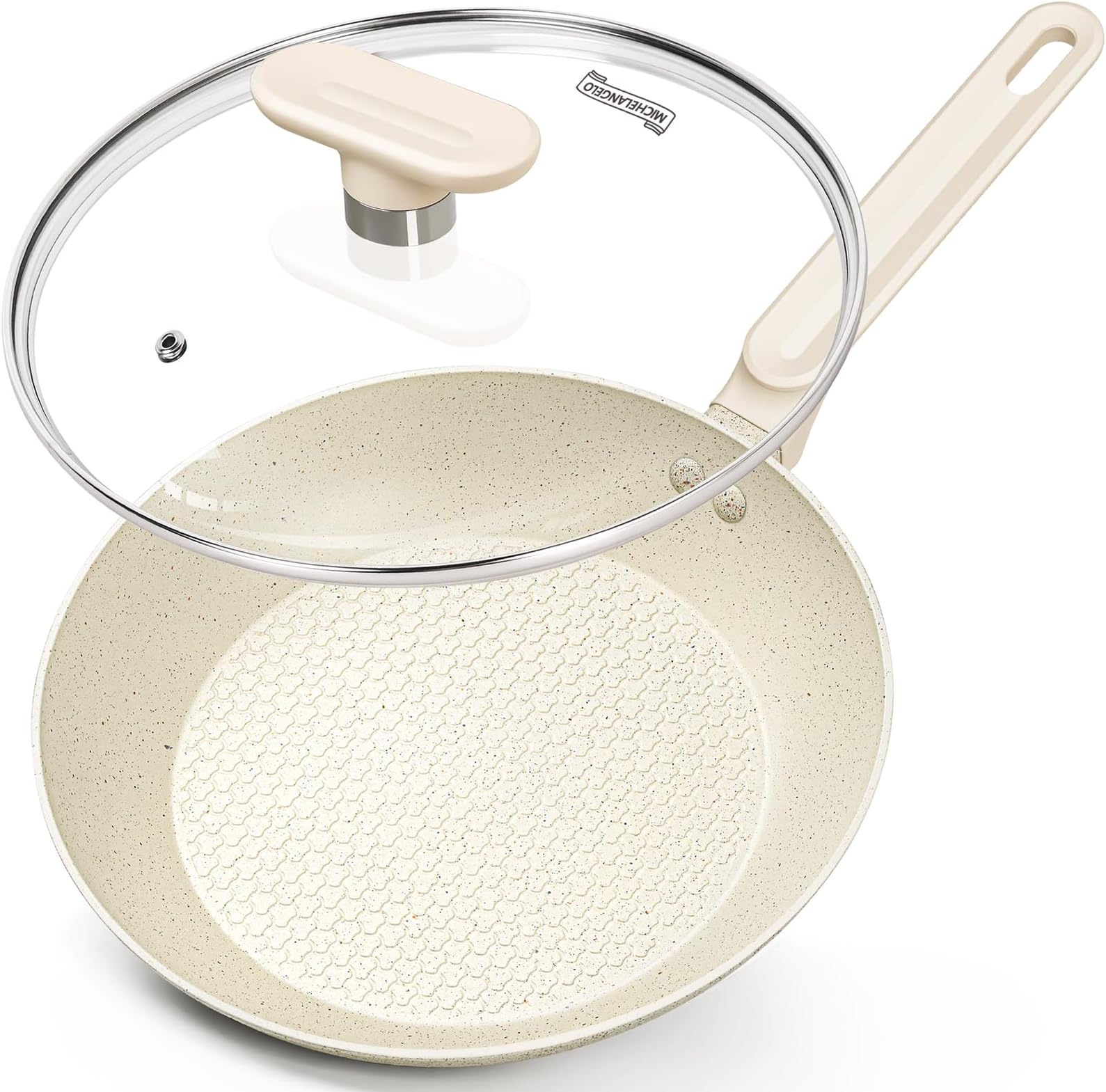 MICHELANGELO 10 Inch + 12 Inch Frying Pan with Lid, Nonstick Frying Pan with Non