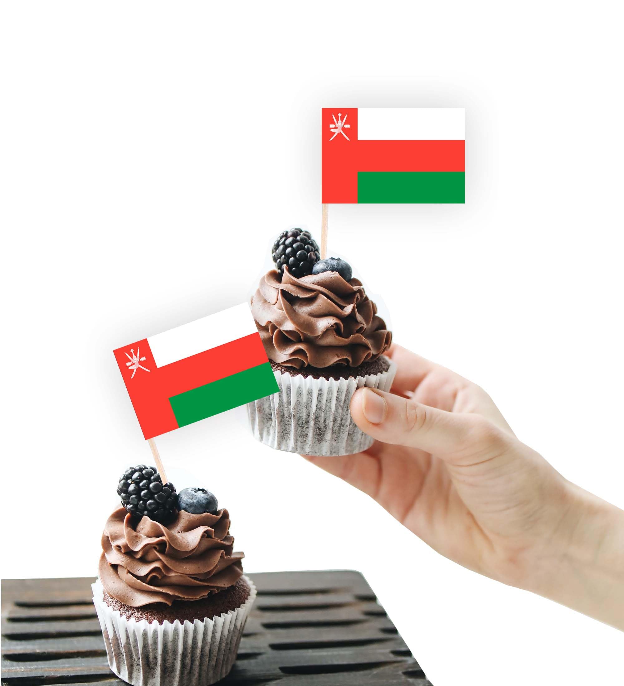 100PCS Oman Flag Cake Topper,Omani Cupcake Stand For Party Decoration Supplies — image 1