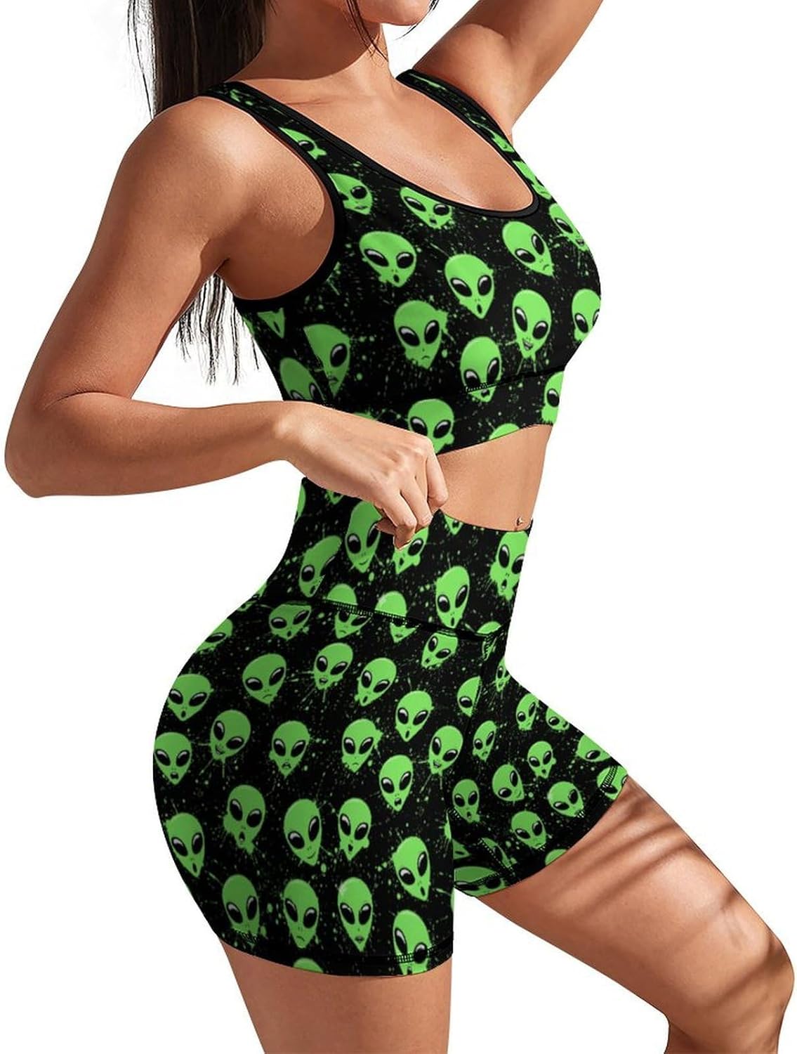 Women's Seamless Workout Set 2 Piece Yoga Outfits Active Shorts Sexy Sports Bra for Women