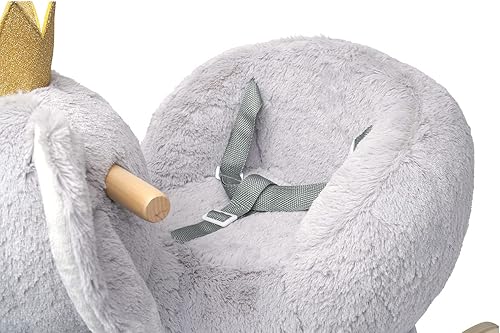 Miniatura 5 de Manhattan Toy Juguete mecedor de madera de elefante de peluche con corona, cinturón de seguridad ajustable y empuñaduras de madera grandes