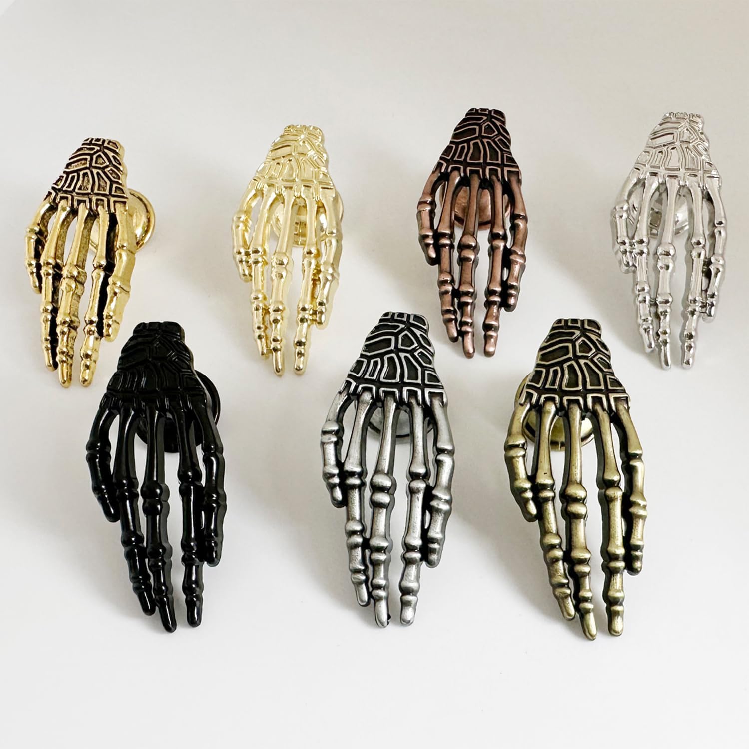 4PCS Skeleton Claw Cabinets Knobs,Zinc Alloy Cabinet Handle with Screws,for Kitchen Bedroom Furniture (Silver)