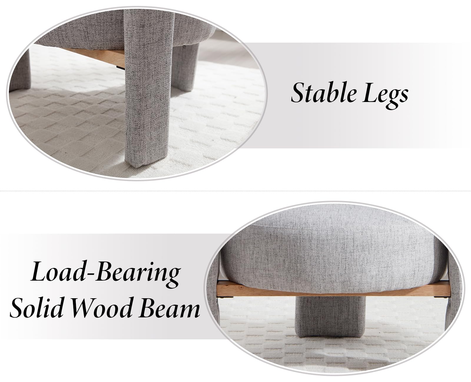 chairus Butaca Salón de Lino Sillón Dormitorio de Vestidor con Patas de Madera, Silla Lectura Habitación Moderna con Reposabrazos para Hogar/Sala de Estar, Gris