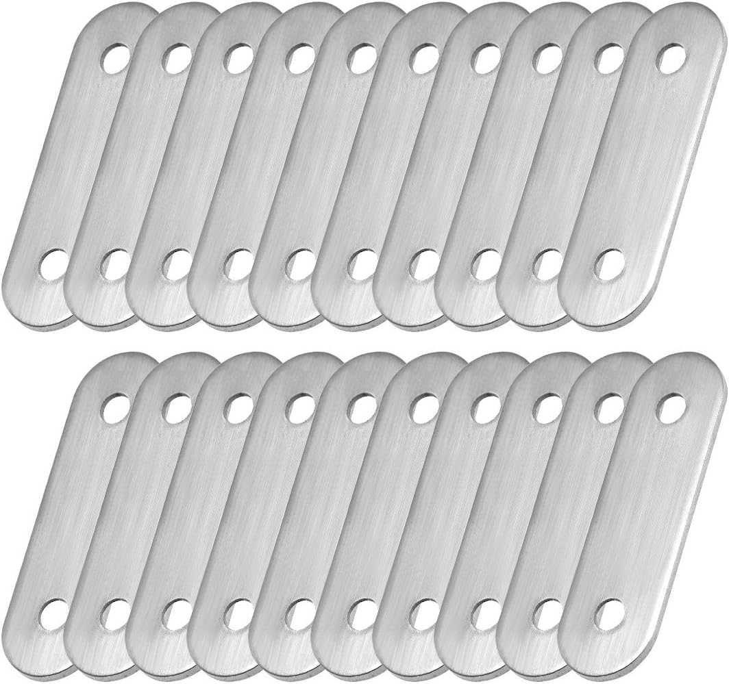 uxcell Repair Plate, 50mm x 16mm, Flat Fixing Mending Bracket Connector with Screws, 20 Pcs