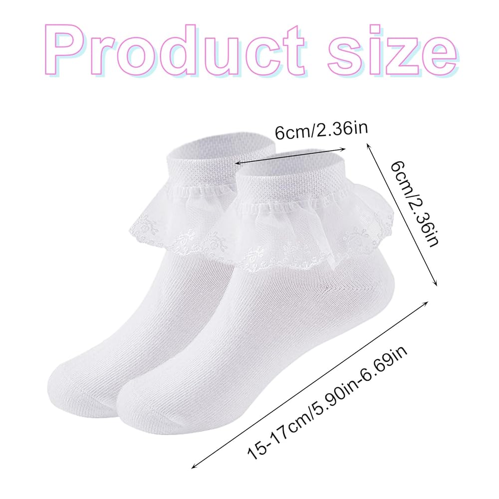 Calzini Bimba Eleganti Calze Alla Caviglia In Pizzo Bianco - Confezione Da 6 Paia, Per Bambine, Scuola, Estate Calze Pack 6 Paia Bambine - Foto 2