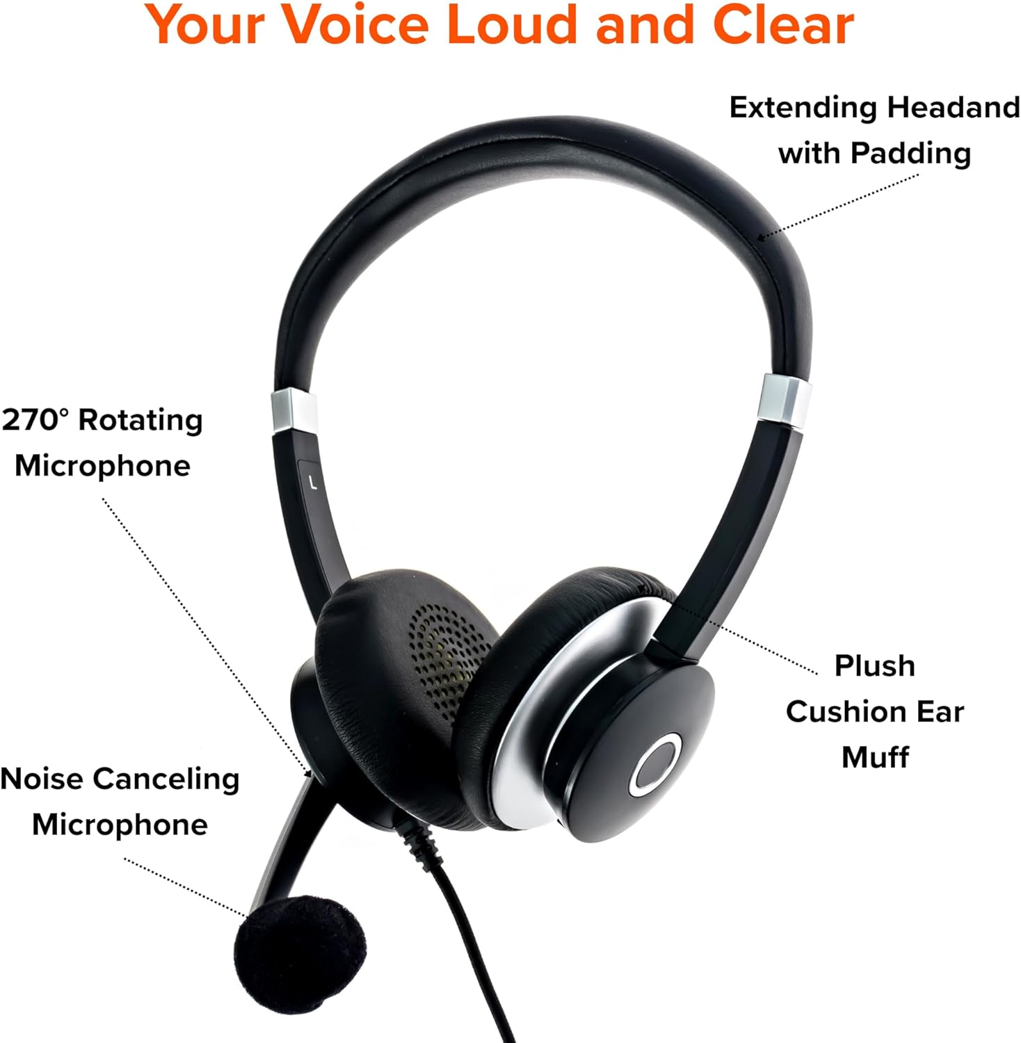 Spracht USB Wired Headphones for Work, WorkIT! Dual Ear Computer Headset with Microphone, USB A & USB C Head Sets, Comfortable Wired Headphones with Microphone for Work, Online, Office