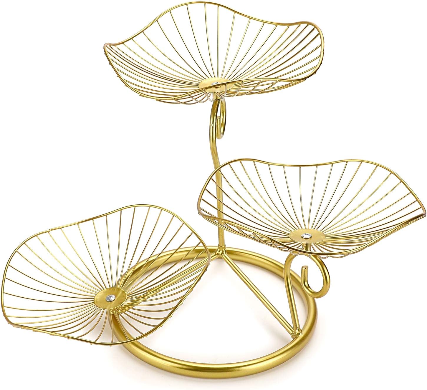 OwnMy 3-Tier Fruit Basket Stand Decorative Iron Fruit Bowl, Metal Wire Fruit Holder Storage Trays Table Countertop Holder for Vegetables Bread Snack, Modern Fruit Bowls for Kitchen Home Use