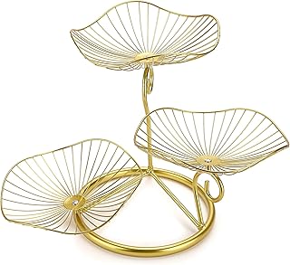 OwnMy 3-Tier Fruit Basket Stand Decorative Iron Fruit Bowl, Metal Wire F...