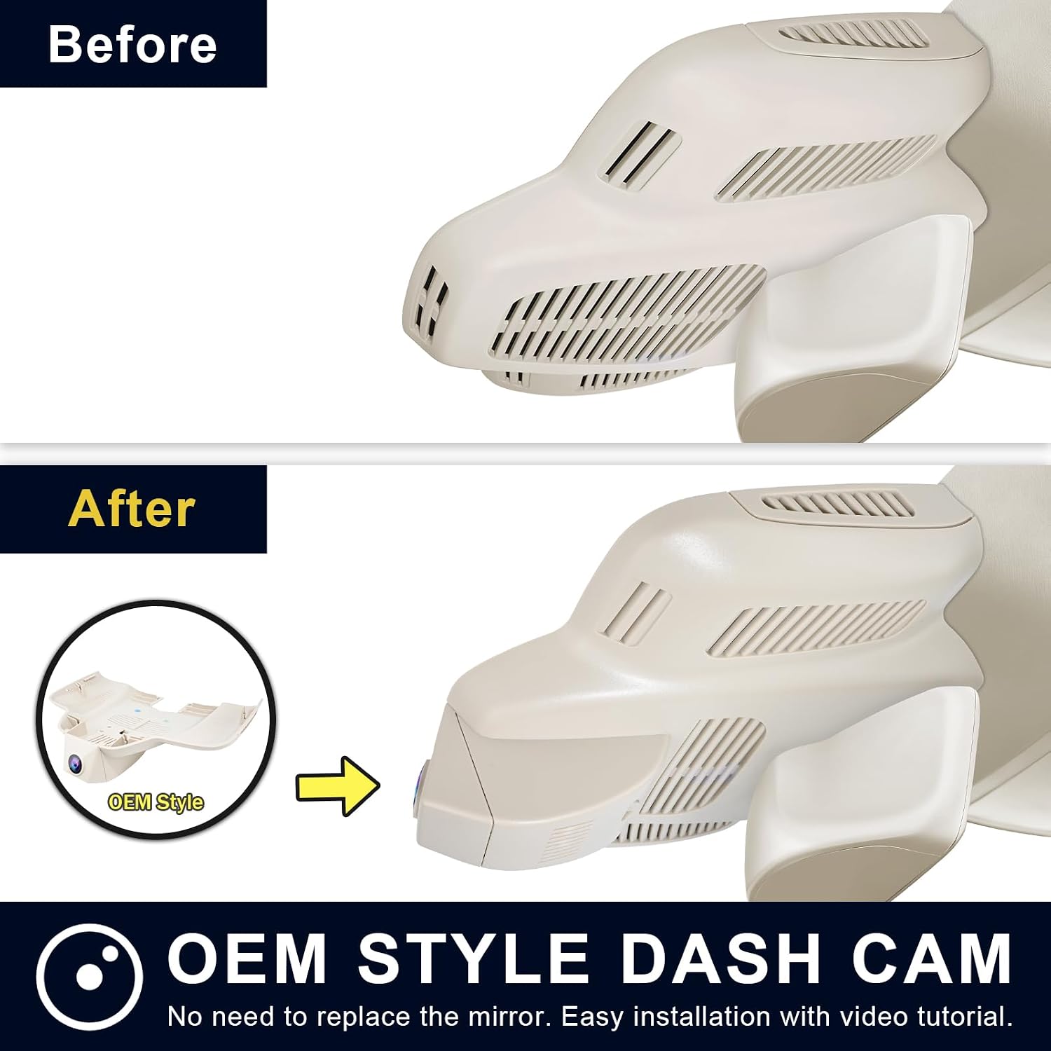 mangoal Front 4K HDR Dash Cam STARVIS 2 IMX678 for Mercedes-Benz C-Class Gen4 W/S/C/A 205 2015-2021(Model E Beige), C200 C250 C300 etc, OEM Look, WiFi & APP, 5GHz WiFi, GPS, 64GB Card