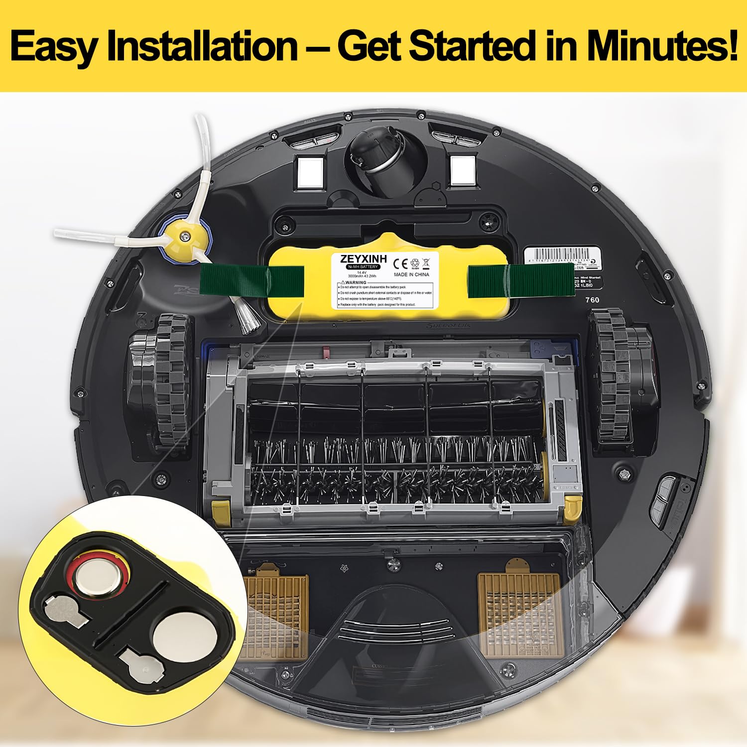 Tecmana 14,4V reserveaccu compatibel met iRobot Roomba 500 600 700 800 R3, 531 555 581 595 620 650 770 780 871 870 880