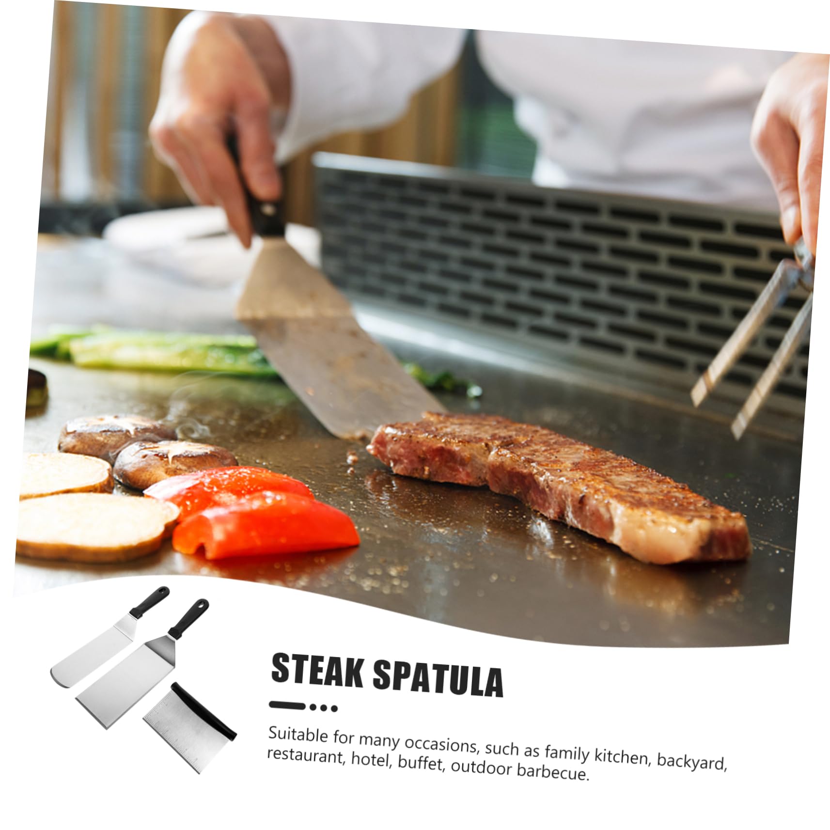 Gatuida Set di 1 Spatola per Grill in Acciaio Inossidabile Manico in PP per Rivoltare Carni e Frittelle, Utensile da Cucina Semplice da Pulire per Uso su Piastra, Piano Cottura e Barbecue