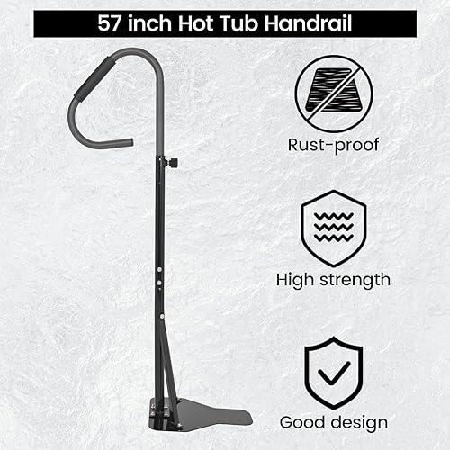Miniatura 7 de KUAFU Barandilla de bañera de hidromasaje de 57 pulgadas de alto, barandilla de seguridad para bañera de hidromasaje, barandilla de espuma para spa,