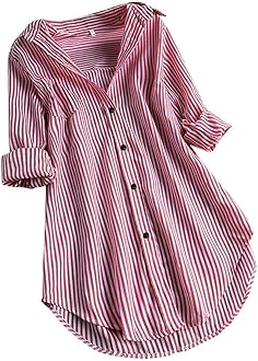 AEAEAE Women V-neck Long Sleeve Button Tops Ladies Summer Fashion Turn-down Collar Striped Printed Solid T-shirt Blouse Tops