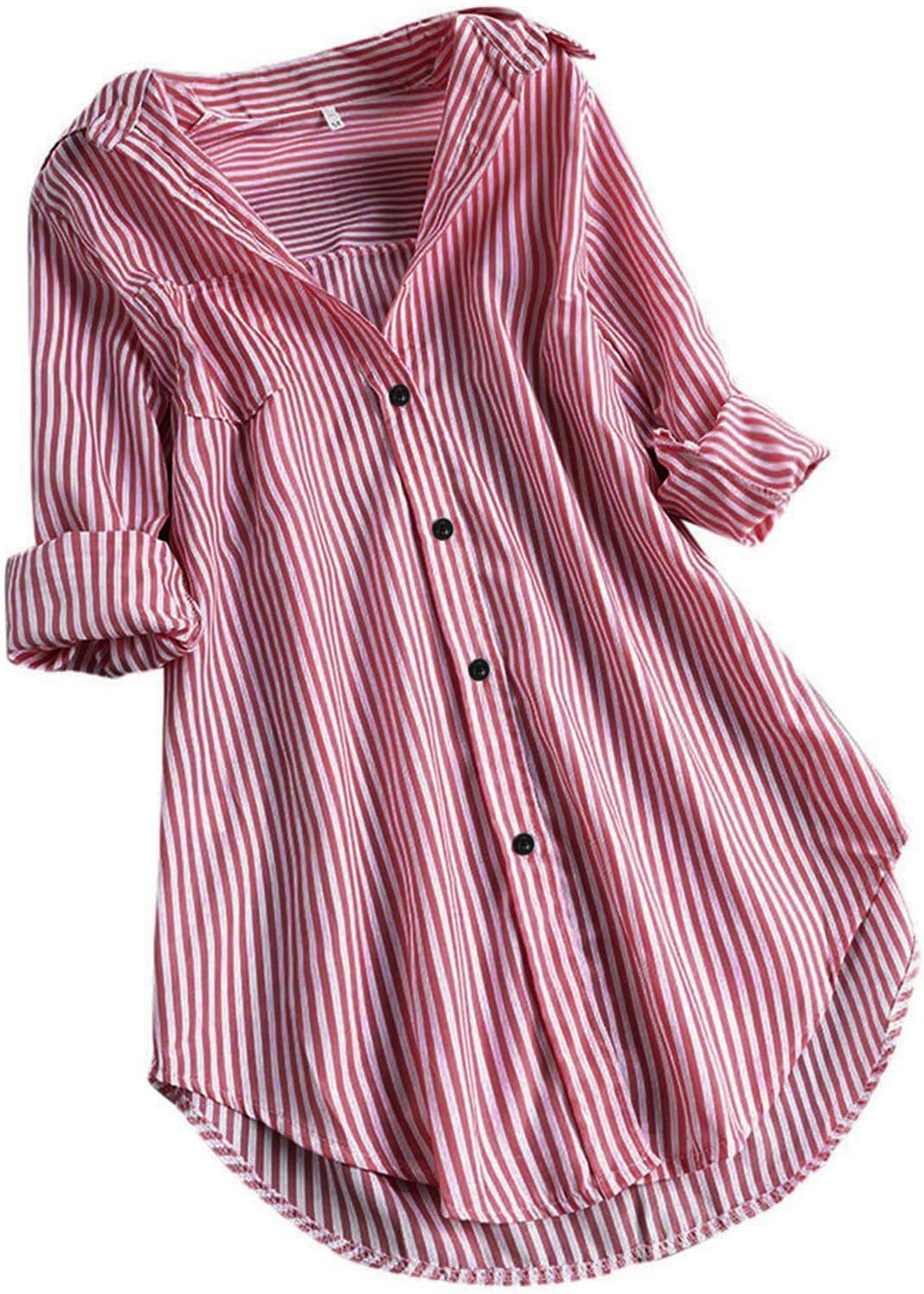 AEAEAE Women V-neck Long Sleeve Button Tops Ladies Summer Fashion Turn-down Collar Striped Printed Solid T-shirt Blouse Tops