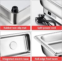 CEIEVER Elektromos Melegítő Edény 9L Rozsdamentes Buffet Melegítő 35-90°C 4