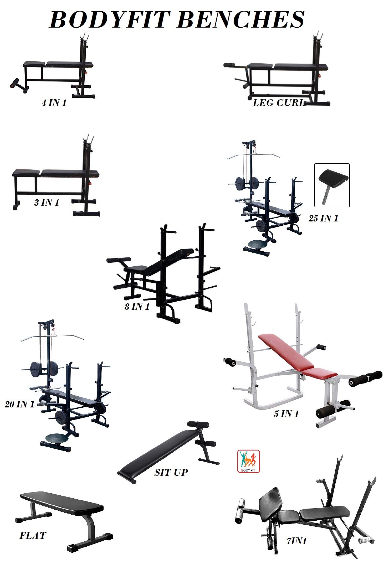 BODYFIT Home Gym Benches for Exercise N Fitness. (8IN1)-image-6