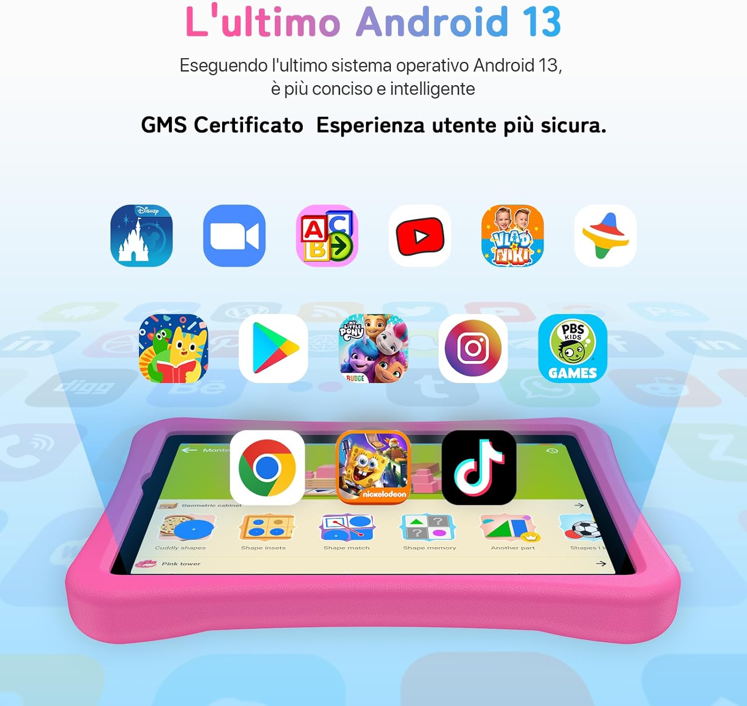 UMIDIGI Tablet Bambini Android 13 Tablet 10.1 pollici, G1 Tab Kids Tablet,8GB+64GB/TF 1TB,6000 mAh,8MP,Tablet per Bambini con Controllo Parentale,Google GMS, WiFi 6/BT5.0,Custodia Protettiva in EVA