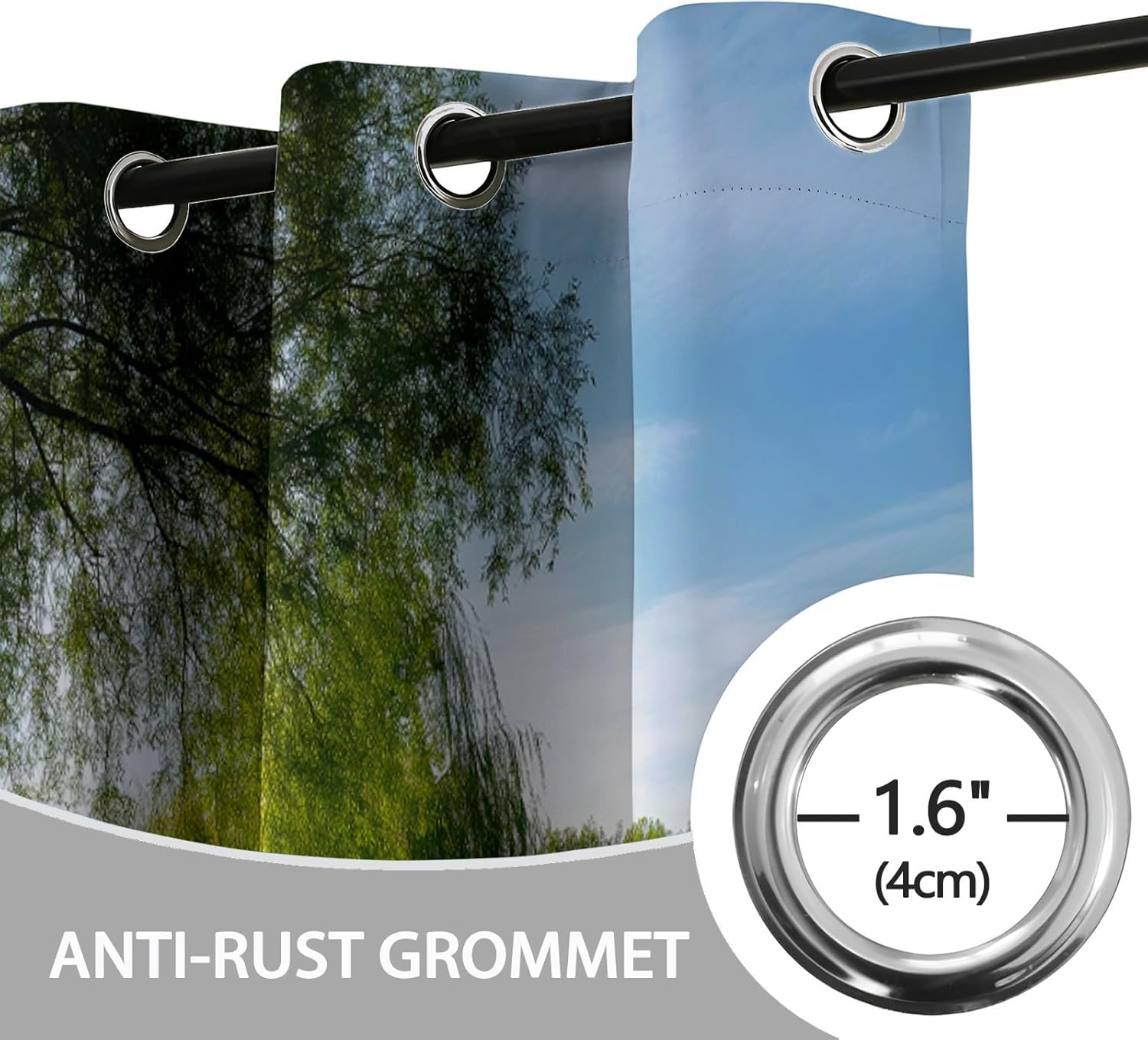 Spring River Countryside Landscape Blackout Curtains with Grommet, 63 Inches Long Thickening Polyester Thermal Insulated Window Drapes for Living Room/Bedroom (Green, 2 Panels, 21x63 Inch)