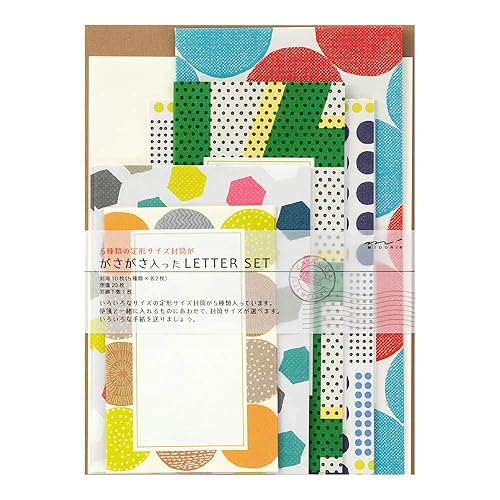 Midori 86762006 Letter Set, Rattle, 5 Size Envelopes, Geometric Pattern - geometry