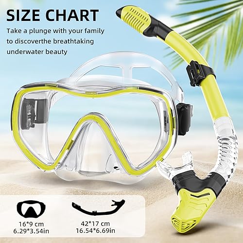 Miniatura 6 de Snorkeling Gear for Adults, Dry Snorkel Set 180 Panoramic Wide View Anti-Fog Scuba Diving Mask, Professional Snorkel Gear for Free Breathing,