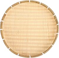 Zerodeko Handmade 16.5 Inch Round Bamboo Woven Serving Tray - No Hole Flat Basket for Kitchen, Drying Herbs, Farmhouse Picnics