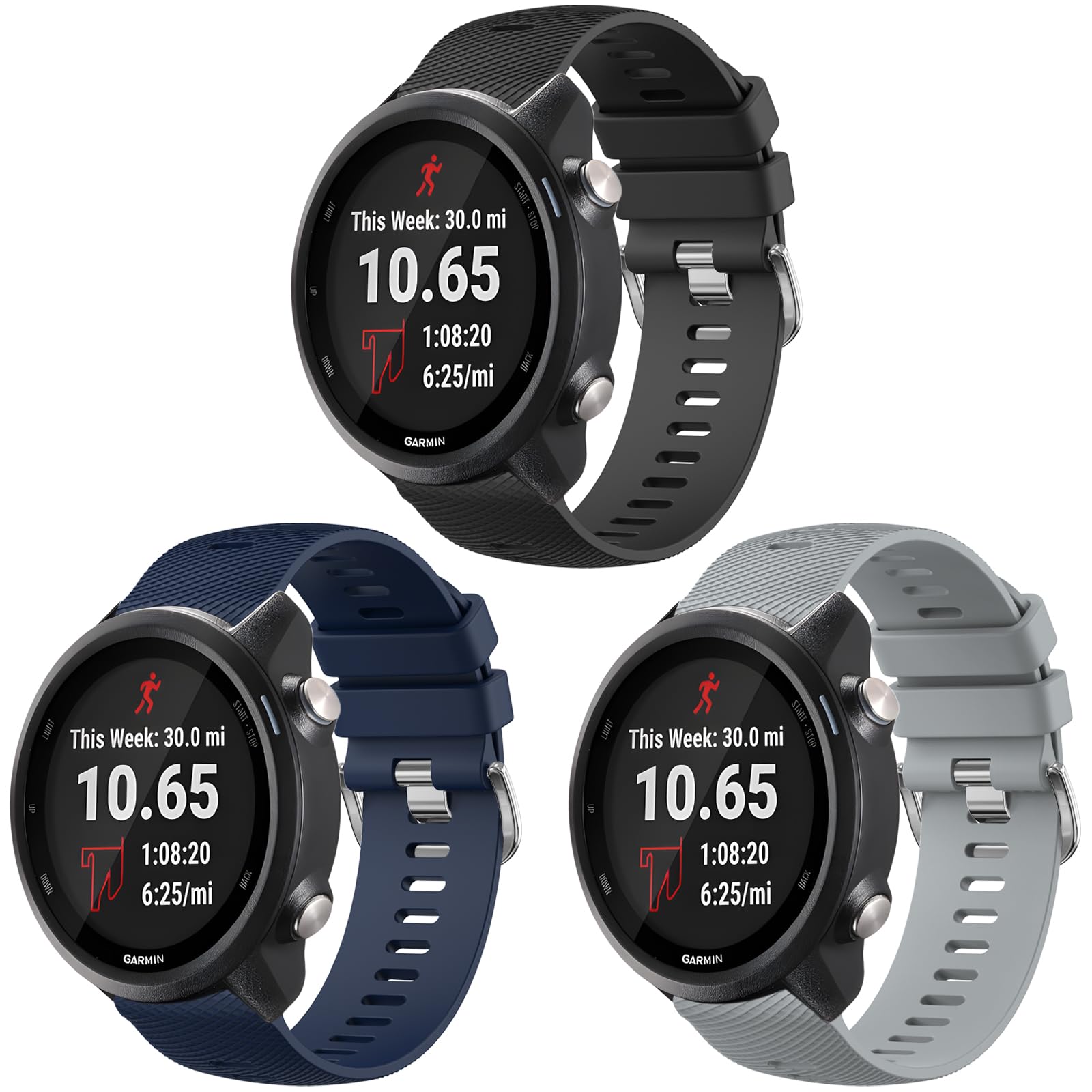Correa suave de 20mm para Garmin Forerunner 55 con silicona impermeable 8