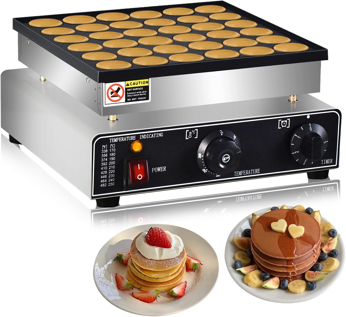 110V Commercial Mini Dutch Pancake Maker,36PCS Mini Pancake Maker Machine,Dutch Poffertjes Grill,Stainless Steel, Non stick,Breakfast，Snacks, Desserts, Restaurants, Cafes.