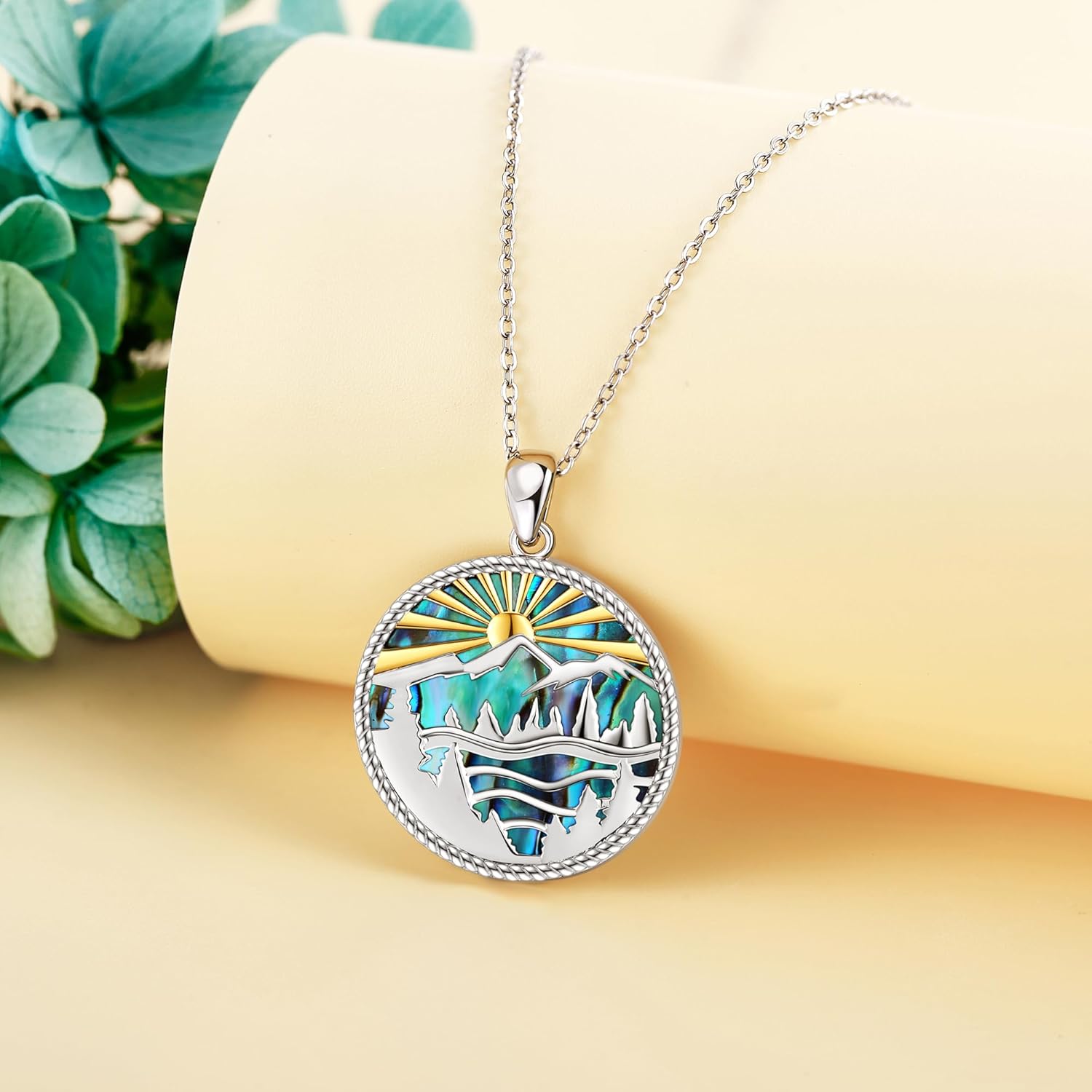 Mountain Necklace 925 Sterling Silver Tree and Rivers Pendant Mountain Jewelry Gift for Women - Image 2