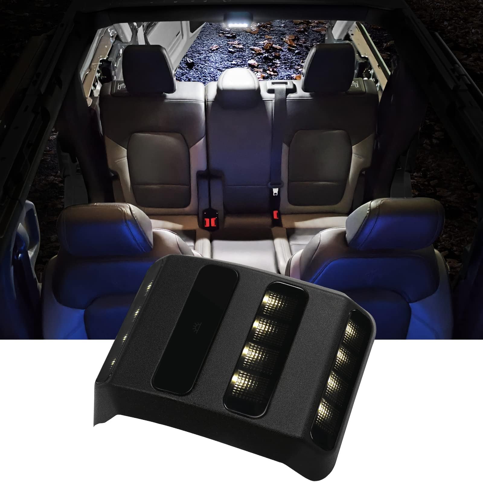 Rear Ceiling Lights Compatible with Ford Bronco 2021 2022 2023 2024, Reading Lights fit Bronco Accessories 4-Door, Touch Switch LED Roof Lamp Trunk Cargo Area(Not FIt 2 Door)