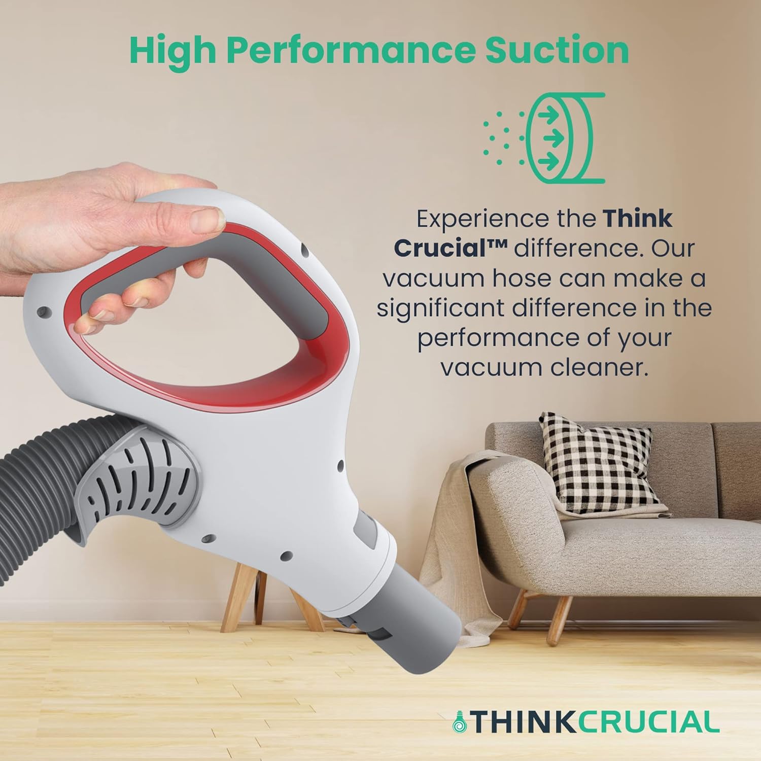 Replacement Durable & Flexible Vacuum Hose & Handle Compatible with Shark Vacuum Cleaners - Fit Models NV500, NV501, NV502, NV505, NV550 (Pack 1) - By Think Crucial