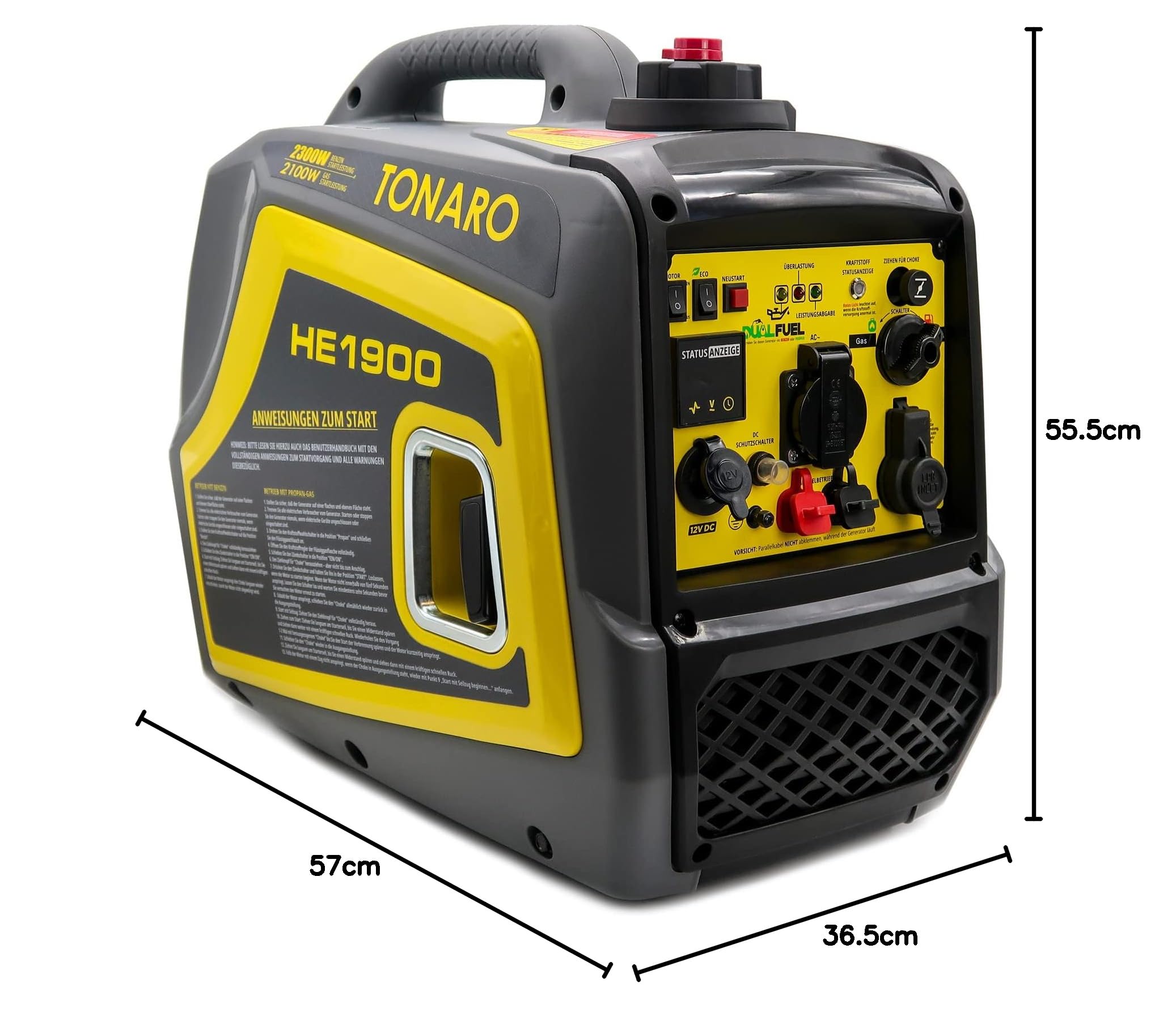 Stromgenerator Dual Fuel Inverter - mobiler 2300 Watt Stromerzeuger Benzin LPG Gas Generator - 4 Takt Notstromaggregat mit AVR-System - Leise Leicht Kompakt - Parallelbetrieb möglich