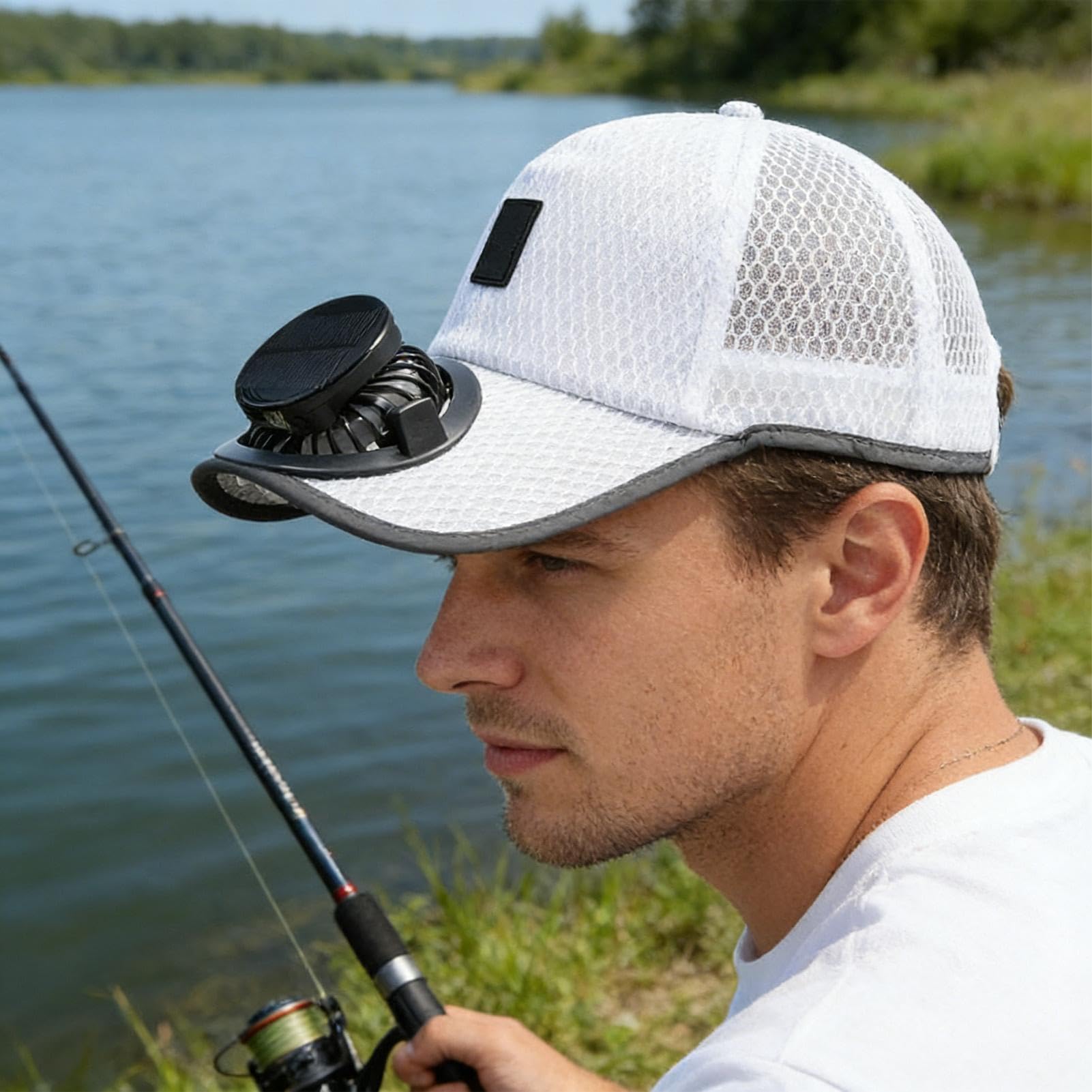 Fan Hat Uomo Donna 3-Velocità 1000mAh USB Ricarica Solare