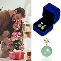 Vista 40 de Jade Earrings Studs,Green Jade Earrings for Women,925 Sterling Silver Earrings Studs for Sensitive Ears,Handmade Jade Earrings for Birthday