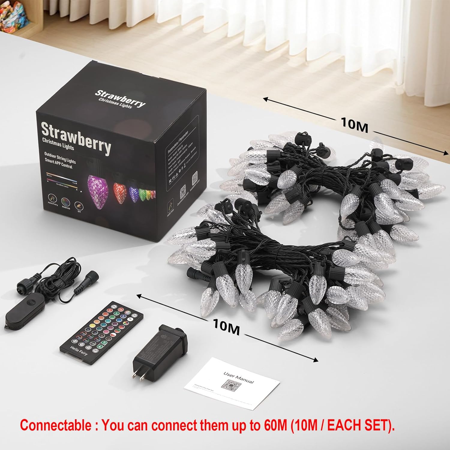 Smart C9 Christmas Outdoor Lights, 66FT 100 LED APP Remote Control String Lights, DIY Chasing Xmas Lights, RGB Color Changing with Timer & Music Sync for Holiday Xmas Tree Decoration