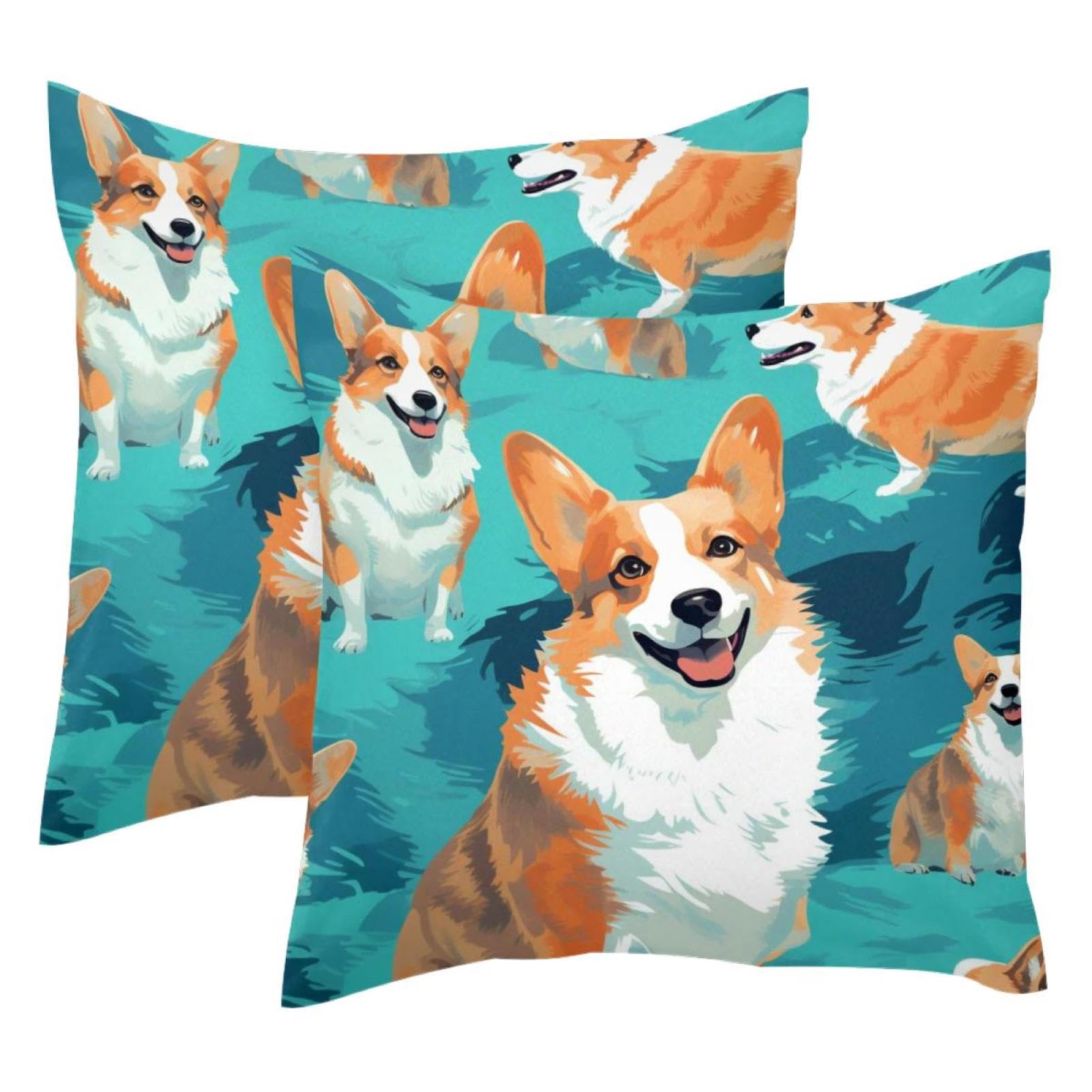 Coussin corgi aquarelle 50x50 cm idéal pour une ambiance cocooning au salon