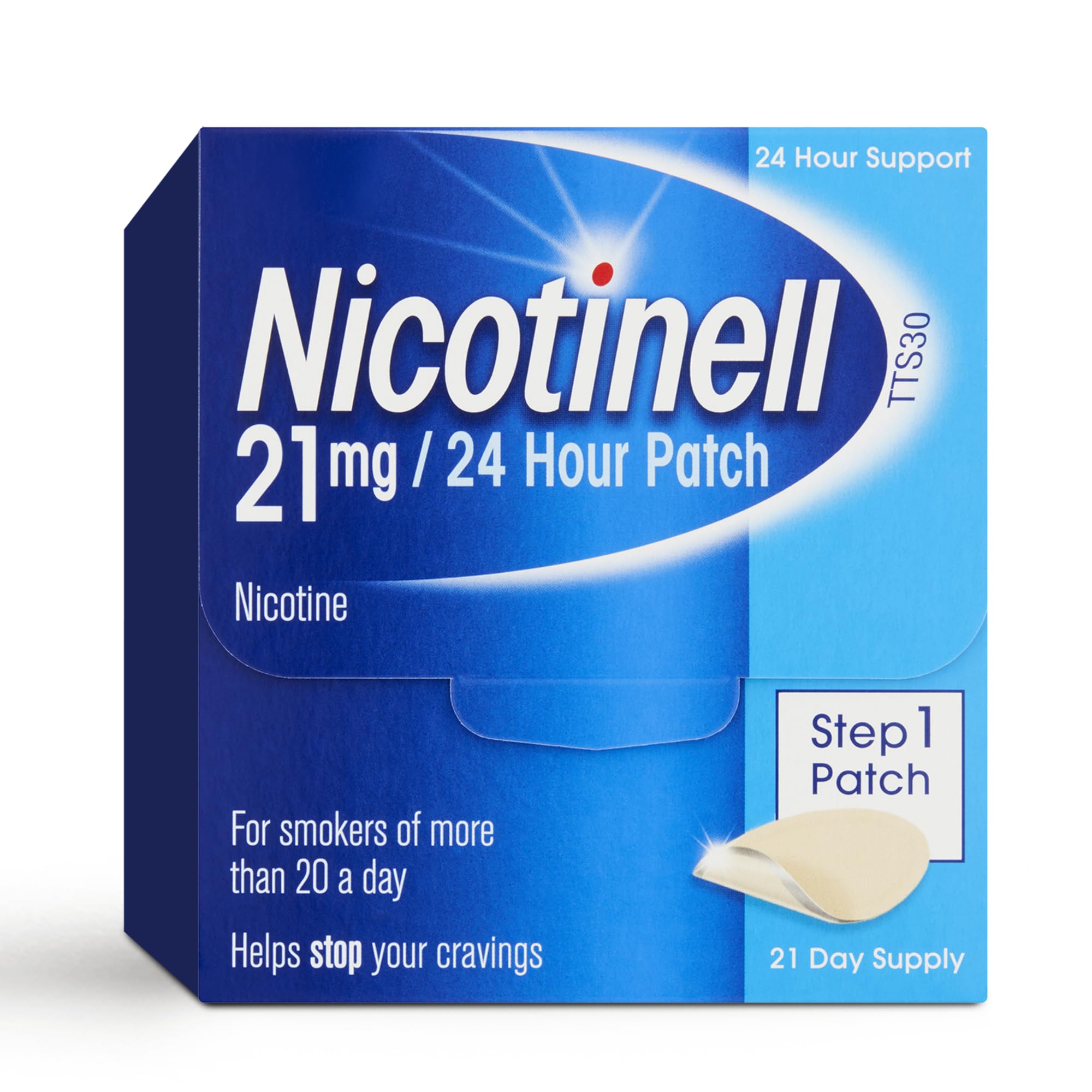 Nicotinell Nicotine 21mg 21Patches, Nicotine Patches, Stop Smoking Aid, 24h Craving Control, Step 1 for Heavy Smokers, Quit Smoking Aid