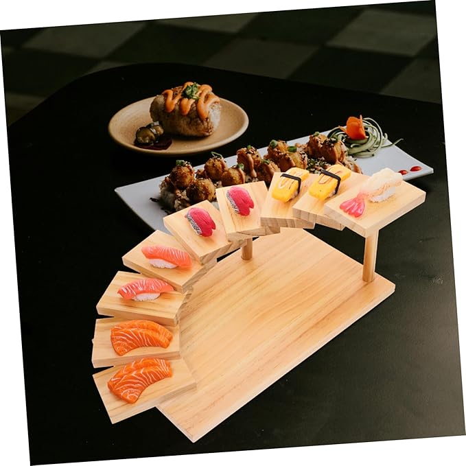 Bandeja Giratoria de Madera para Sushi, Diseño Escalonado, Estilo Japonés miniatura 5