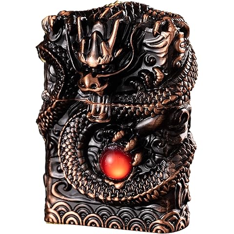 Cool Lighters, Windproof Carving Dragon Antique Lighter, Reusable Kerosene Grinding...