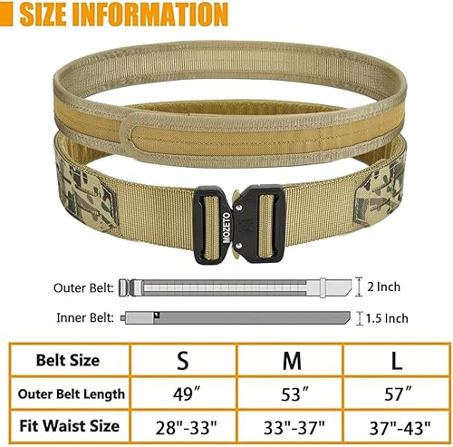 Miniatura 6 de MOZETO Molle - Cinturón de batalla de 2 pulgadas, cinturones tácticos de guerra de liberación rápida, para hombres
