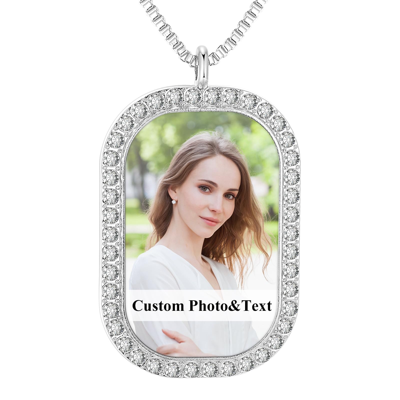 Premium Custom Necklaces with Pictures - Photo Necklace Picture Pendant Personalized Custom Memory Necklaces Angel Wings Round Chain Gifts for Men Women