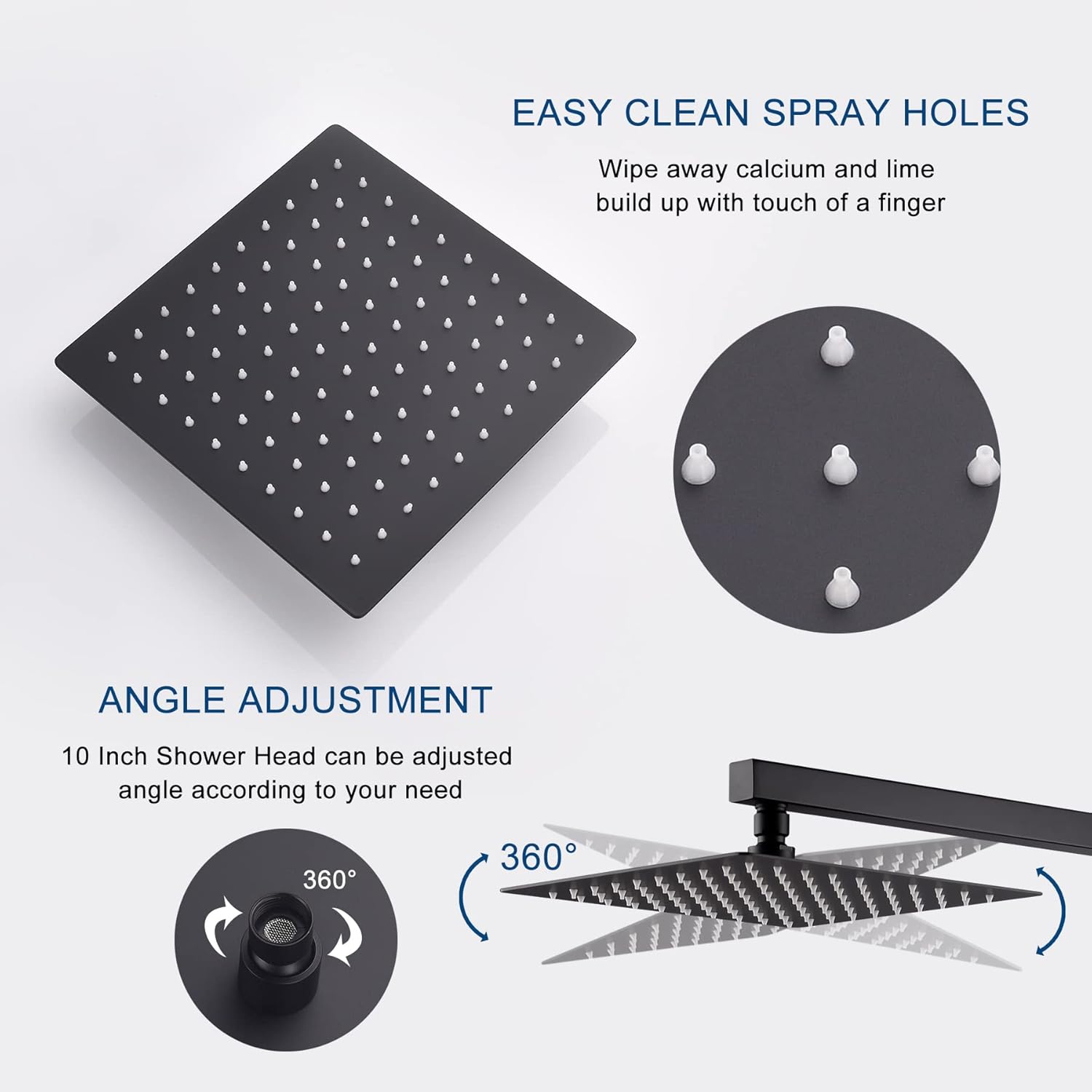 Shower System Bathtub Shower Faucet Set with Tub Spout, Matte Black 10" Shower Head Hand Held Bathroom Rain Mixer Tub Shower Combo Set Wall Mounted with Valve