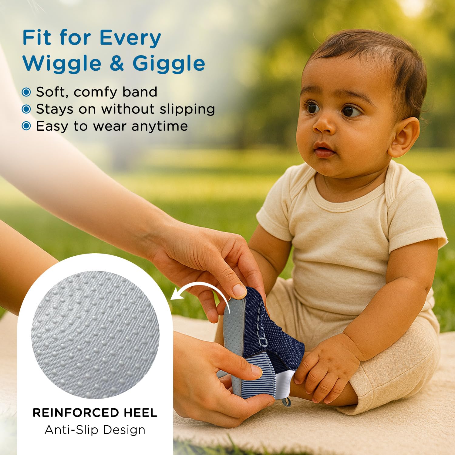 Mee Mee Soft Light Weight Booties | Unisex | Anti Skid | Attractive Colors & Designs | 6 Months + Denim Blue - Image 3 thumbnail