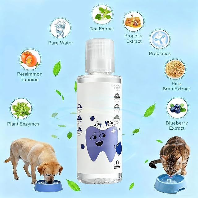 Foto 4 de 7 de Aditivo de agua dental líquida para el cuidado bucal de mascotas, 200 ml, para gatos y perros
